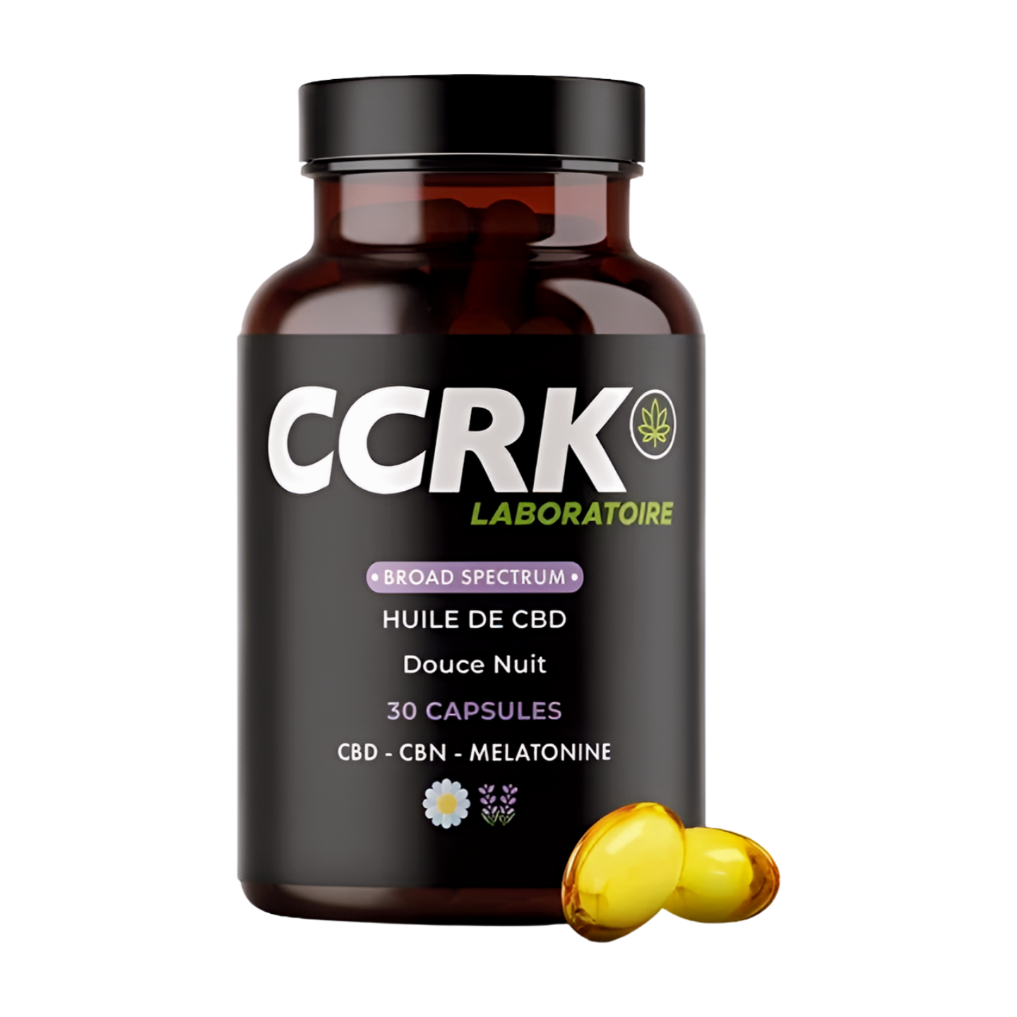 Capsules d'huile CBD CBN Mélatonine | Broad Spectrum | 30 softgels