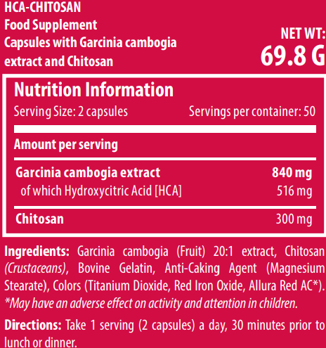 Capteur de graisses | HCA CHITOSAN | 100 capsules