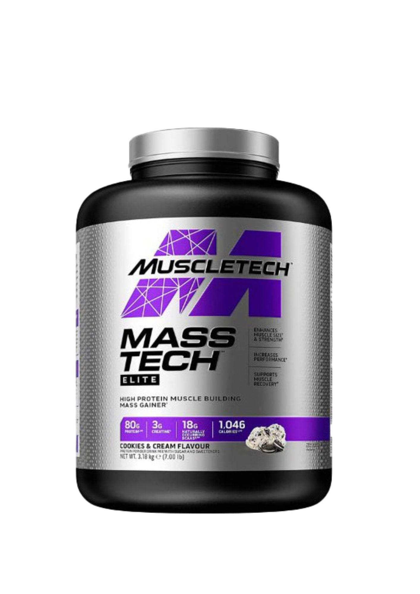 Gainer - Protéine pour Prise de Masse | MASS-TECH ELITE 3.18KG | Cookies Cream ( Biscuit Crème )