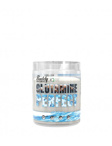 commandant costaud acides aminés GLUTAMINE PERFECT 500g BUDDY SUPPLEMENTS 100% pure L-glutamine Kyowa quality masse musculaire récupération amélioration digestion image pot