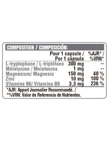 commandant costaud vitamines et minéraux sommeil et système hormonal ZMA COMPLEX 60 capsules BUDDY SUPPLEMENTS récupération musculaire nocturne image valeurs